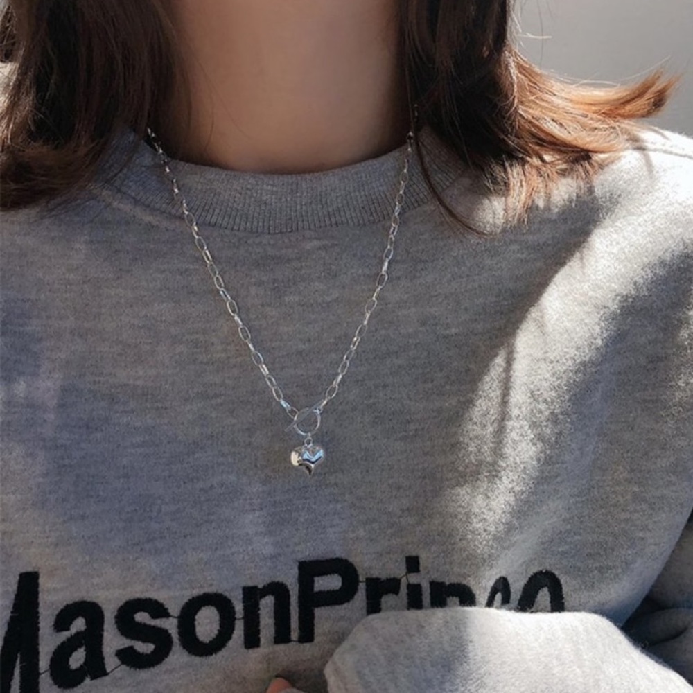 NEW 925 STERLING SILVER HEART CHAIN NECKLACE, NICE NECKLACE, CUTE NECKLACE - Picture 2 of 6